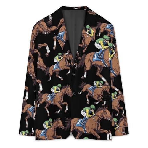 Brown Horse Racing Men's Slim Suit Long-Sleeve Prom Tuxedo Classic Two Button Business Jacket3