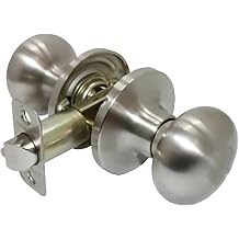 Satin Nickel Sleek Round, Mushroom Door Knobs - Passage Style, Non-Locking, Fits All Standard Doors, Perfect for Hallway, Closet, Bedroom, Bathroom - Easy to Install