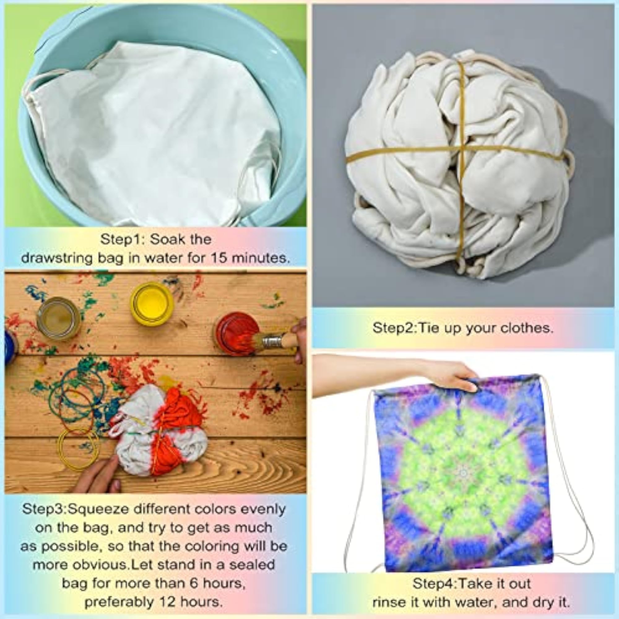 Tie Dye Cotton Drawstring Backpack for Groups