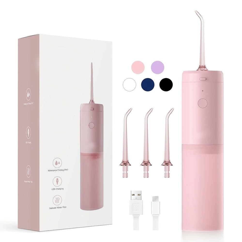 Irrigador bucal portátil, Recargable por USB, Limpiador Dental eléctrico inalámbrico, 3 Modos, 3 boquillas, Capacidad de 127 g, sin formaldehído, Elimina la Placa Dental para Viajes.