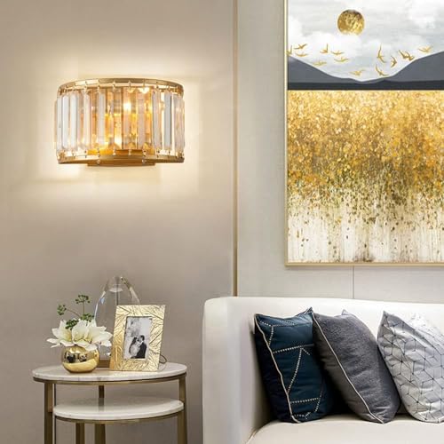 Lámpara de pared de cristal transparente de alta calidad con acabado oro E14 3