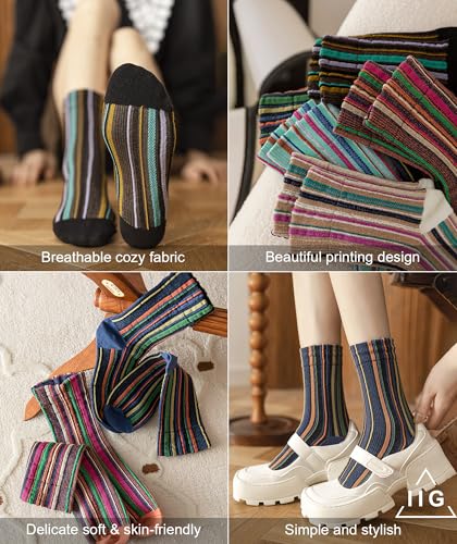 Image of IIG Womens Novelty Cotton Crew Socks Cute Animals Socks Fun Flower Socks (fit women's shoe size 5-9)