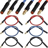 Xiatiaosann 6個入り 3.5mmゴールドバナナコネクタケーブル 3.5mmバナナプラグ（オス-メス）アダプター延長ケーブル ESCモーター、RCブラシレスモーター用