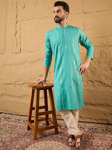 Image of Men's Embroidered Solid Calf Length Kurtas | Men | Kurtas for Mens | Straight Fit Kurta for Men's