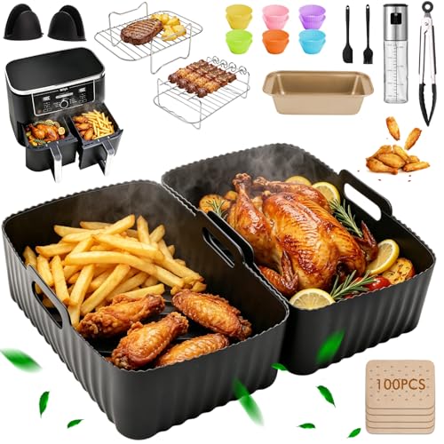 YOOULIT Airfryer Zubehör für Ninja Foodi Max Dual Zone AF500EU AF400EU AF400EUCP 7 6L-10 4L 25 Stück Airfryer Silikonform Zubehör Set