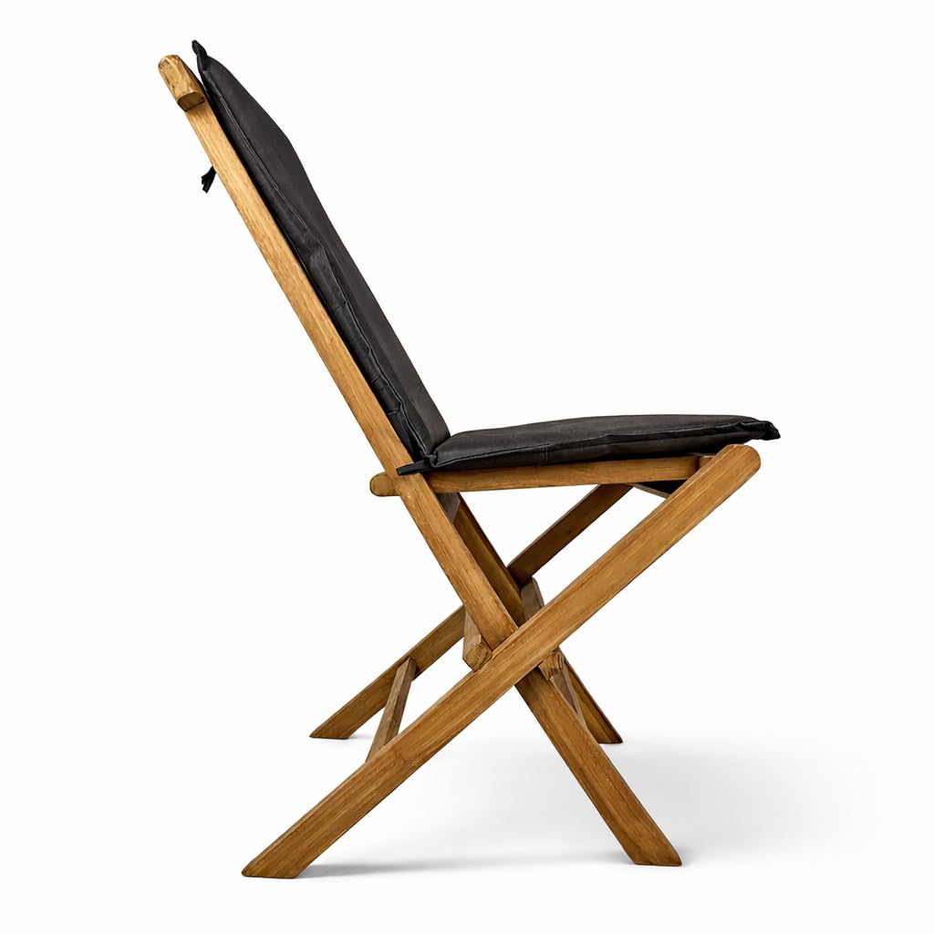 Set di 2 Sedie Pieghevoli Pinta in Legno Teak | Poltrone di Design, Resistenti per Giardino, Terrazza e Balcone | Certificato FSC (Pinta, Senza Cuscino)