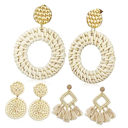 Boucles d'oreilles tissées en rotin pour sorties nocturnes et soirées