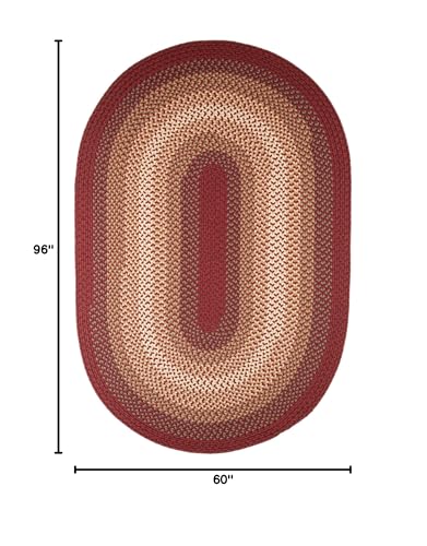 Tapete Trenzado Oval Rojo Multi 5x8 pies miniatura 2