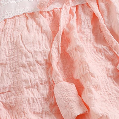 Girls Nightgowns Cotton Summer Short Sleeve Ruffle Dress Lace Square Neck Princess Sleepshirts Dresses3