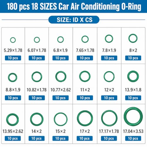 Image of ZDBB 265 Pcs 30 Sizes AC O Ring & Gasket Seal Kit, Reliable R134a Seals | For Compressor Ports, Air Conditioning Hoses, Condensers And Automotive Repairs, With Assorted Replacement Components