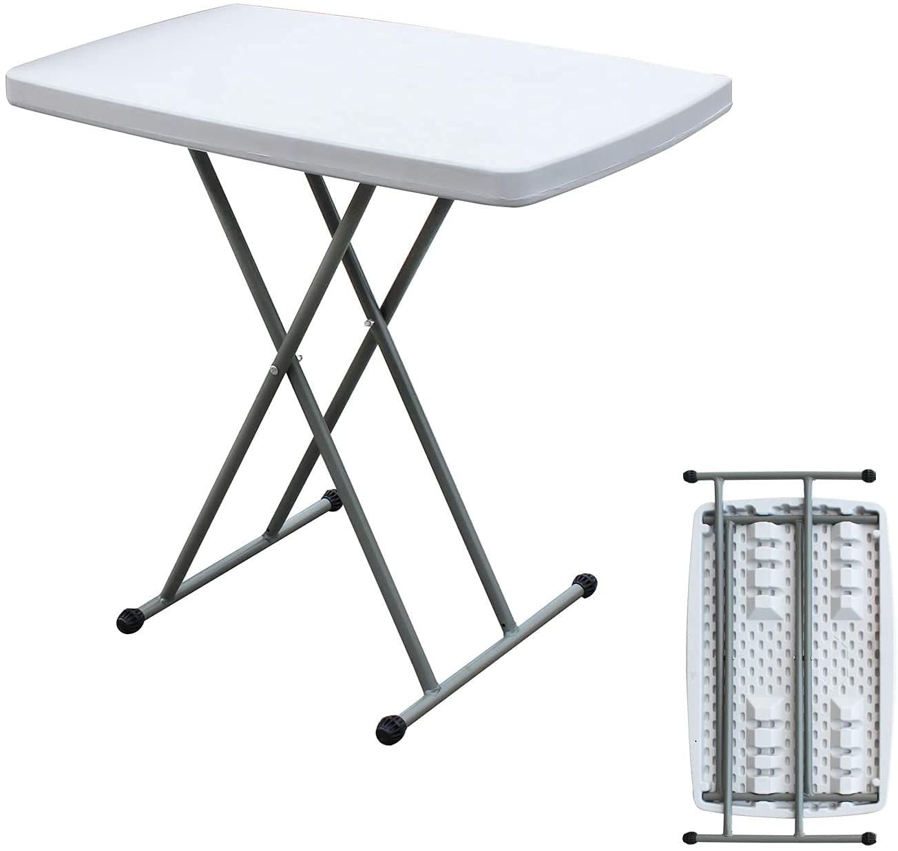 IRIS Adjustable Height Folding Side Table for Coffee, BBQ, Camping, Picnic, Bedside Garden Buffet, Indoor & Outdoor Use, 76 x 50 x 74 cm (L x W x H)-image-5