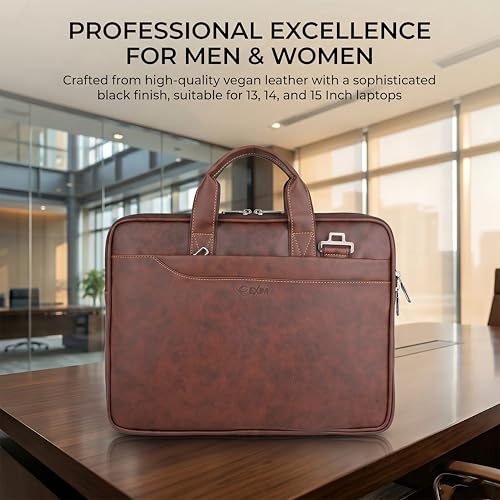 Image of EXIM Prime Laptop Bag for Men Office Use| Office Bag for Men| Vegan Leather Laptop Messenger Bag| Fits Up to 15.6 Inch Laptop| Business Briefcase with Handle and Shoulder Strap
