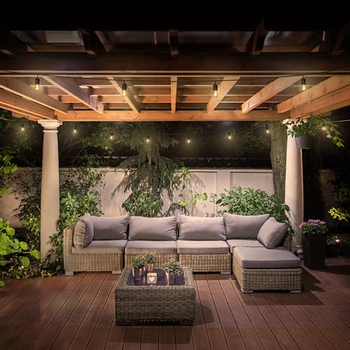 Image of Feit Electric 30ft Outdoor Incandescent String Lights, Warm Amber Glow, Heavy-Duty Weatherproof Cord, Includes 10 Clear Bulbs + 5 Spares, End-to-End Connectable for Patios and Gazebos, SL30-10