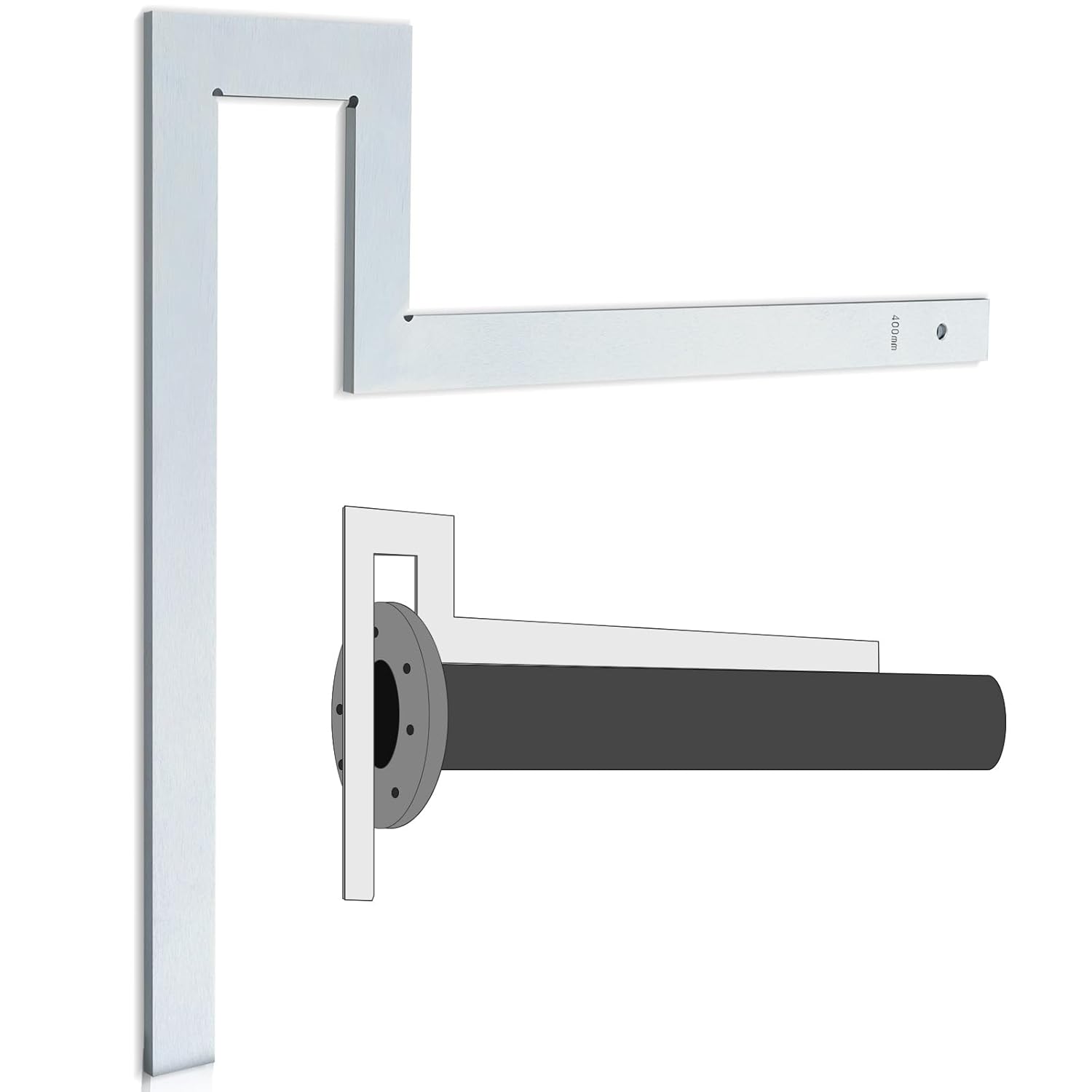 Flange Angle Square Heavy Duty Galvanized Carbon Steel Measuring Pipe Fitter Square Tool for Checking The Right Angle of Flange and Pipe Assembly(15.8 x 15.8 Inches/ 400 x 400 mm)