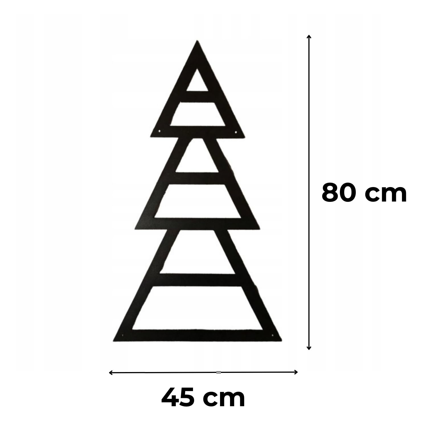 Albero di Natale in metallo nero, 80 cm x 45 cm, da appendere, decorazione natalizia per esterni, artificiale, albero di Natale, albero di Natale, decorazione da parete