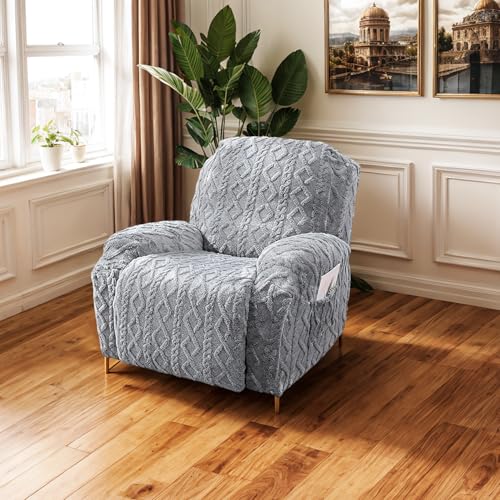 Image of JOKIVTOU Recliner Chair Covers 4-Pieces Reclining Chair Slipcovers with Pocket& Elastic Bottom, Soft Feel Fitted Lazy Boy Sofa Couch Cover Washable, Stretch Recliner Furniture Protector
