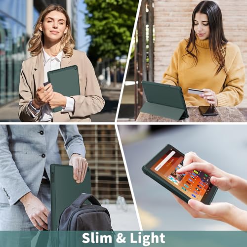 Image of DJDJ&RPPQ Lightweight and Convenient Suitable for 10in iPad Protective Case with Auto Wake /Sleep-Dark Green