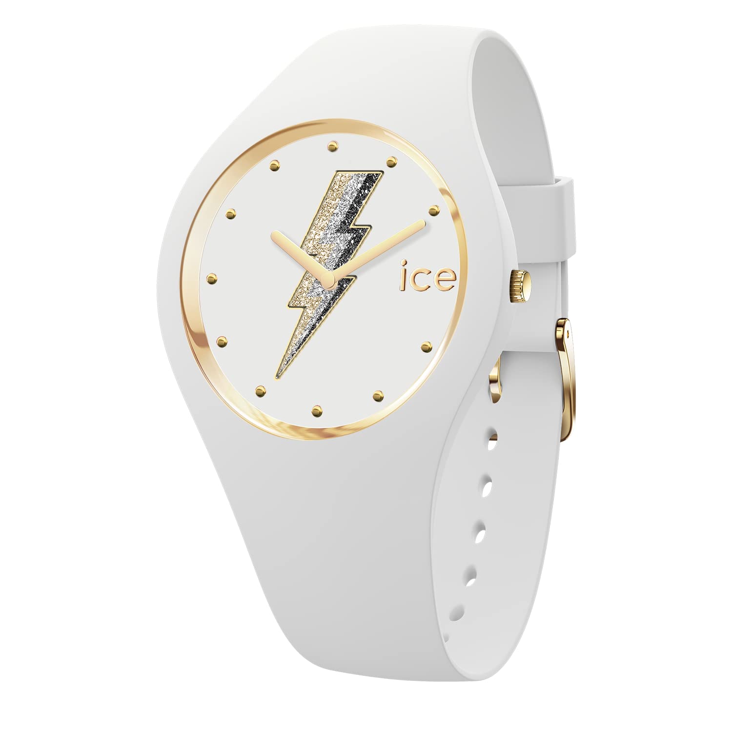 ICE-WATCH - Ice Glam Rock Electric White - Montre Blanche pour Femme avec Bracelet en Silicone - 019857 (Small)