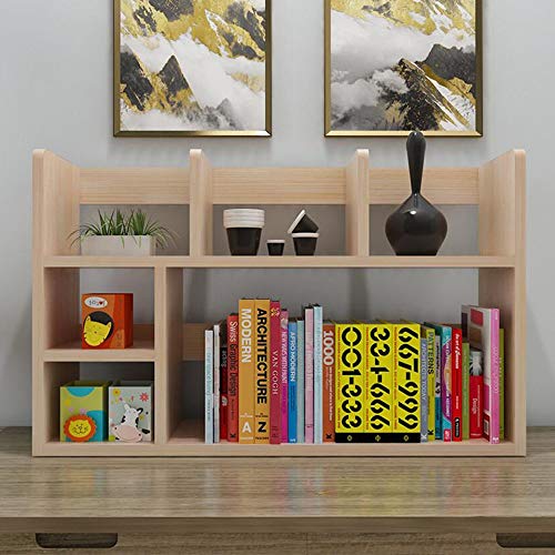 Jcnfa-Shelves Desktop Bookcase DVD Blu-ray Media Storage Desktop Organizer Industrial Bookcase Office Study Simple Assembly (Color : Wood Color, Size : 31.497.8719.68in)