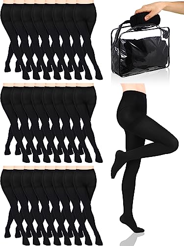 Toulite 24 Pairs Pantyhose for Women Bulk 70d Opaque Control Top Tights Multipack Stockings with Storage Bag