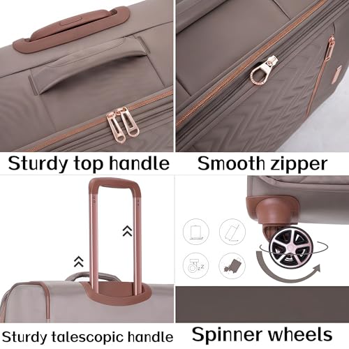 Image of Travelhouse 4-Piece Softside Luggage Set with Spinner Wheels | Lightweight expandable suitcases: 16 inch underseat duffel bag + 20 inch carry-on + 24 inch + 28 inch checked