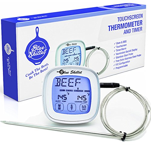 Oven & BBQ Touchscreen Digital Meat Cooking Thermometer and Timer for Kitchen Cooking Smoker, Candy Making with 2 Stainless Steel Probes