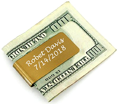 GIFTS INFINITY Metal Personalized Metal Money Clip Free Engraving … (Gold)