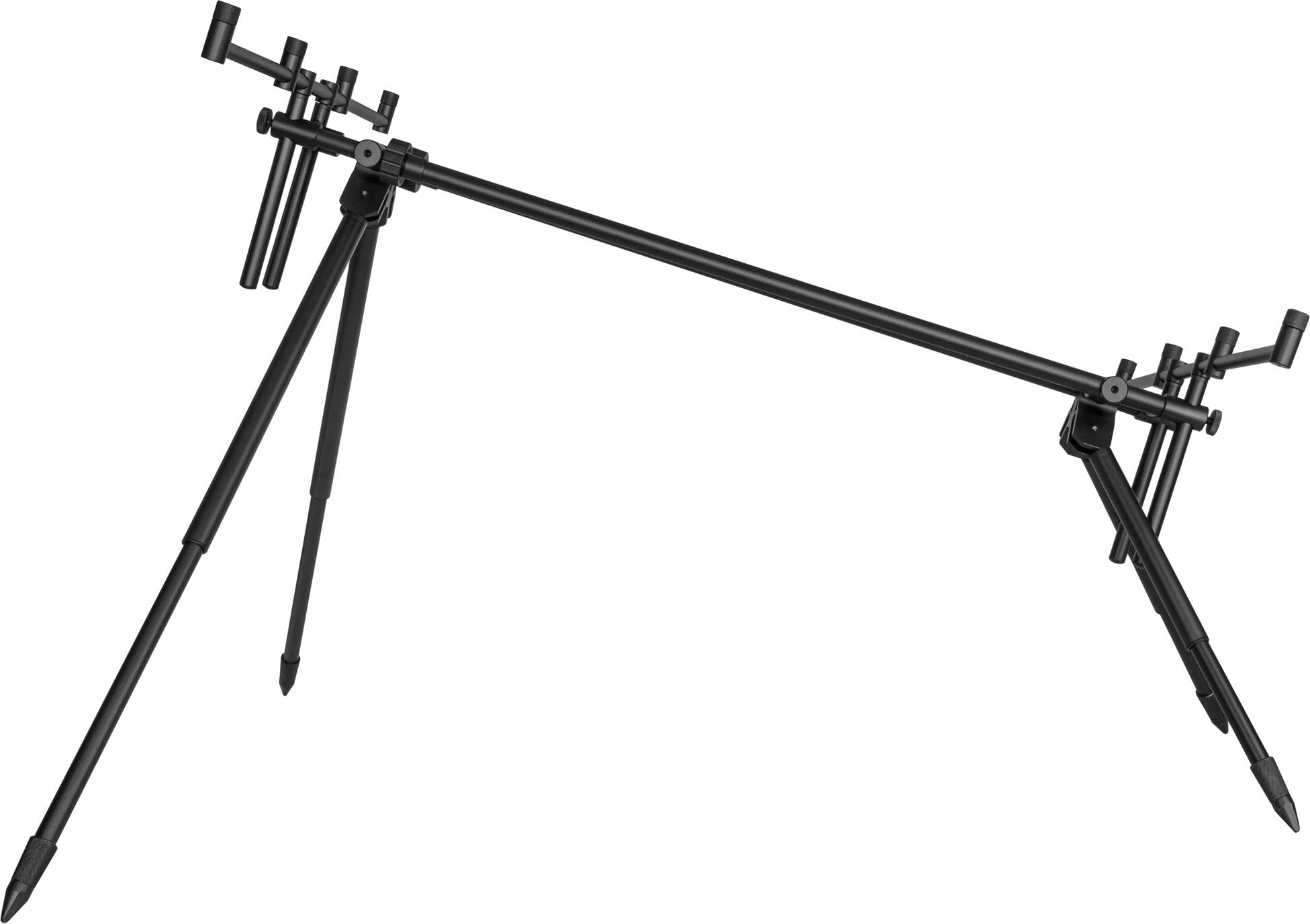 XXL Rutenhalter Rod Pod aus Aluminium mit Bissanzeiger und V-Auflagen - aus Aluminium für bis zu 4 Angelruten - verstellbare Rutenauflage mit Tasche für Karpfen - und Allroundangeln