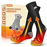 HERRBOL 5000mAh Heated Socks for Men and Women,Rechargeable Electric Battery Heat Socks up to 8-25 Hours with 3 Heat Settings,Winter Thermal Heated Socks for Hunting Skiing Camping Cycling (Black)