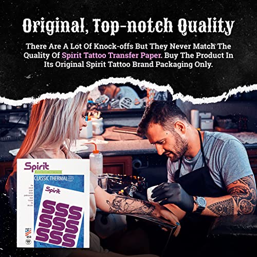 Spirit Tattoo Transfer Paper - A4-Size Stencil Paper For Tattooing - Certified Vegan And Easy Transfer Tattooing Transfer Paper With Vegetable Wax And High-Visibility Purple Dye (25 Count) #TOP1