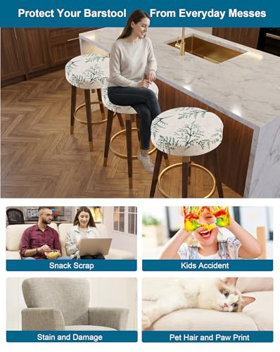 Image of CRFATOP 6 Pack Waterproof Bar Stool Covers Round Seat Slipcover,M,14
