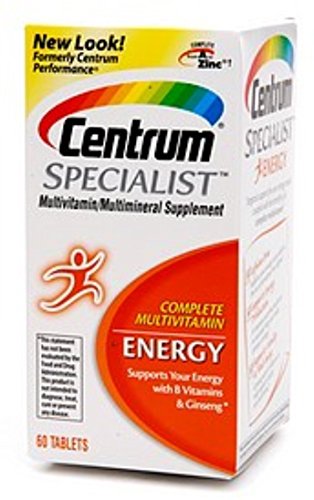 Centrum Specialist Energy Adult (60 Count) Multivitamin / Multimineral Supplement Tablet,Vitamin D3, C, B-Vitamins and Ginseng (Pack of 2)