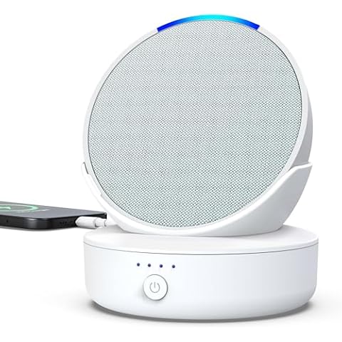 PlusAcc Battery Base for Pop - 5000mAh Portable Charger Stand with 9 Hours Playback Playtime with USB-C Output Port, Charging Dock for iPhone Samsung and Other Smart Electronic Accessories (White) Cover