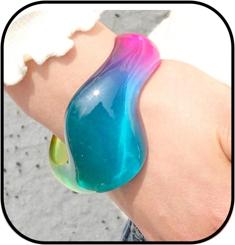 Choistily Acrylic Chunky Bangle Bracelets for Women Irregular Acrylic Resin Bangles Cuff Wide Wristband Thick Bracelet Trendy Jewelry