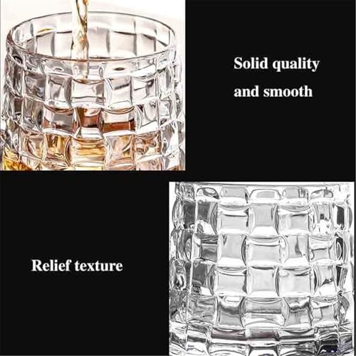 Vasos de whisky para sobremesas elegantes con textura tejida cuadrada en relieve 8