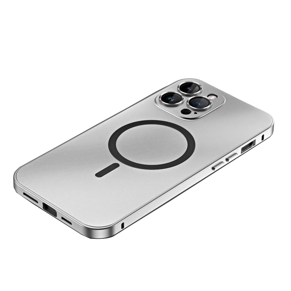 YAOZOCASE for iPhone Case,Compatible with MagSafe,Magnetic Luxury Aluminum Metal Frame,Military Grade Drop Protection Shockproof Phone Case (Silver,