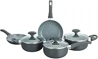 Conjunto 5 Panelas Cerâmica Casa do Chef Tampa de Vidro Cinza