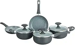 Conjunto 5 Panelas Cerâmica Casa do Chef Tampa de Vidro Cinza