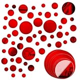 AIMUNOK 66 Piece Red Circle Mirror Stickers - Assorted Polka Dots Funky Self-Adhesive...