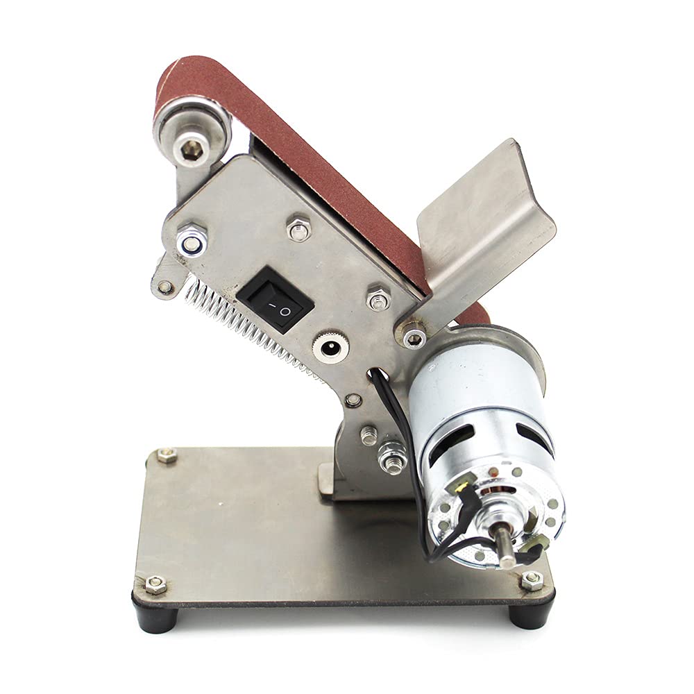 Mini levigatrice a nastro da 200 W, smerigliatrice a 7 marce, 4500-9000 giri/min, per legno/metallo, con 10 nastri abrasivi (30 x 330 mm) e regolatore di velocità