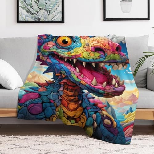 Couvre-lit dragon doux en flannel lavable de 130x150cm - 3
