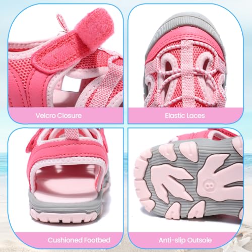Image of Boys & Girls Sandals Lightweight Closed-Toe Kids Water Shoes for Summer - Athletic Sport Outdoor Beach Sandals for Unisex Child (Toddler /Little Kid) - Blue 4 Toddler