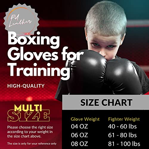 Kruzak Plain Kids Focus Mitts And Boxing Gloves Set For Kickboxing And Muay Thai Mma Training -Unisex Kit With Punching Pads For Martial Arts And Karate - Black 4Oz #TOP3