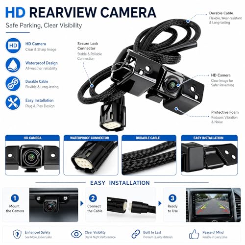 Image of No. 22803702 Rear View Backup Reverse Parking Camera /Rear View Camera | for Chevy Silverado 1500 2500 HD 3500 HD GMC Sierra 1500 2500 3500 2014 2015 [6 Pins] 23306741 84143039