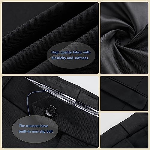 Mens Suit Slim Fit, 3 Piece Suit for Men, One Button Solid Jacket Vest Pants with Tie, Tuxedo Set4