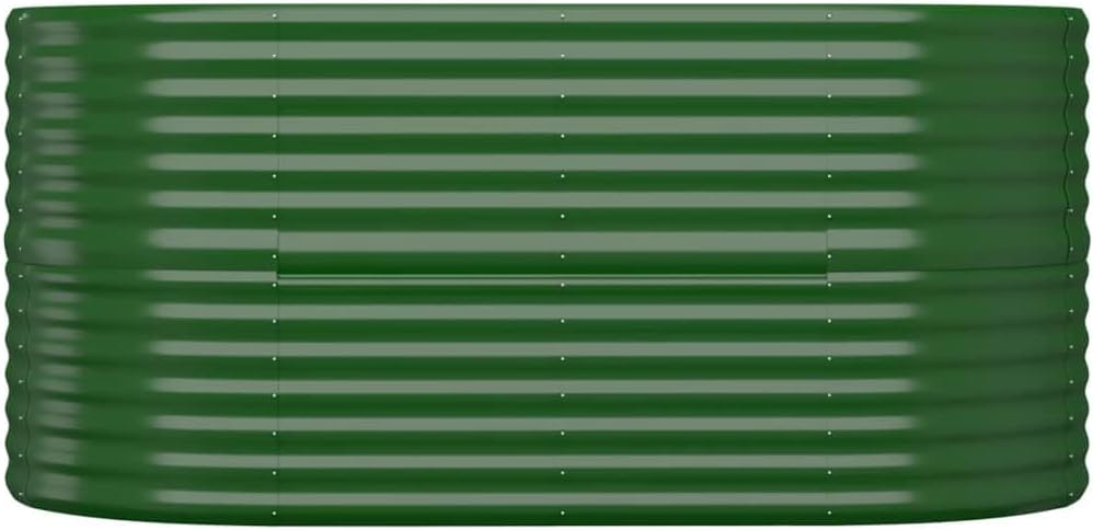 60 x 60 x 26.8 in Green Oval Raised Garden Bed Outdoor, Powder-Coated Steel Planter Box for Patio, Balcony & Yard, Modern Raised Planter for Vegetables, Herbs & Flowers