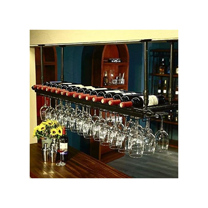 Buy WGX Wine Bar Wall Rack 60'',Hanging Bar Glass Rack&Hanging Bottle