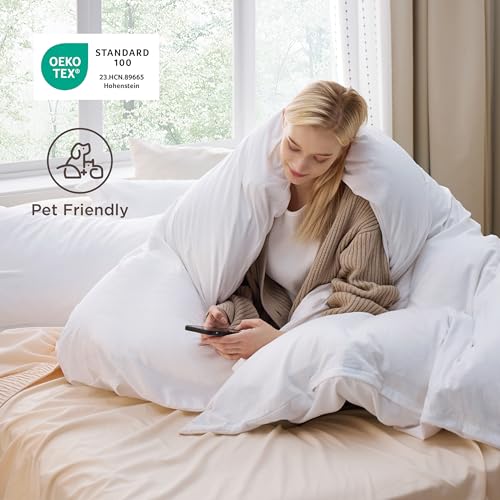 Image of Bedsure Bright White Oversized King Duvet Cover - 3 Pieces Prewashed Cotton-Like Polyester Extra Soft Bedding Set, Includes 1 Duvet Cover 120''x98'' with Zipper Closure & 2 Pillow Shams, No Comforter