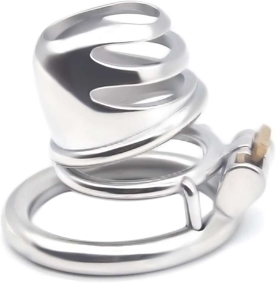 Chastity Device - Stainless Steel Male Chastity Cage, Penis Lock Bondage Sex Toy for Adult Games(L)