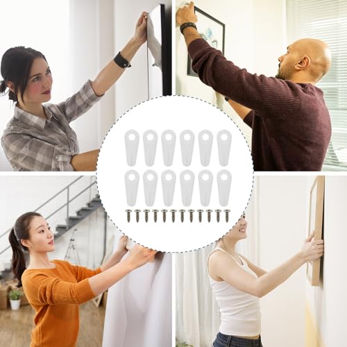 Image of 100pcs Tablet Frame Clip Board Drywall Picture Hook Wall Hangers Without Nails Picture Frame Backing Board Hardware Plastic Hangers Glass Suite to Rotate White